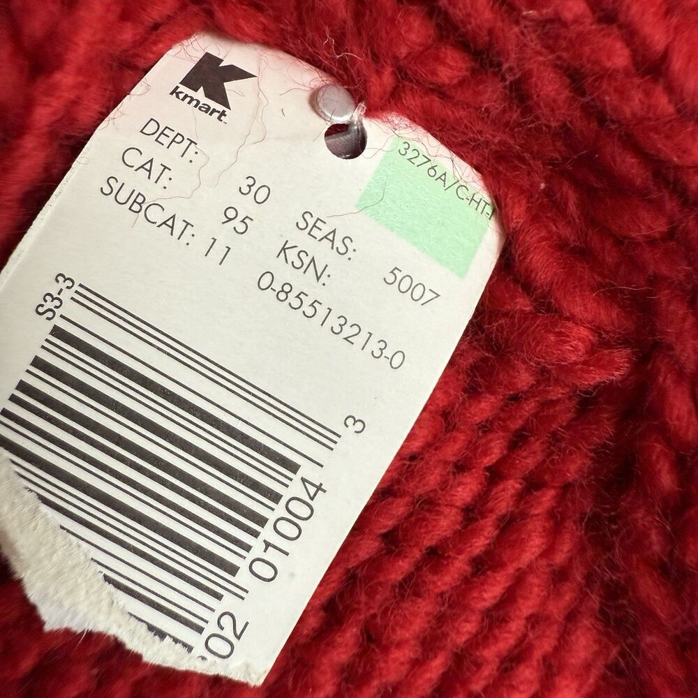 Womens Thick Red Winter Hat with Braids Baubles Scarf 2pc Set Knitted Pompom NWT - Picture 6 of 6